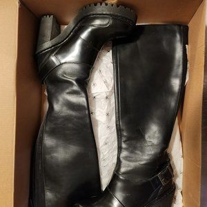 Dr. Martens Lyanna Knee High Heeled Boot Black Women's Size 8 Leather Platform